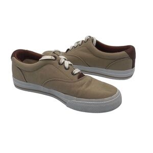 Lauren Ralph Lauren Veeta Tan Lace Up Canvas Sneakers Size 7 Women's